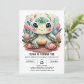 Invitation Joyeux enfant Tortue fille Anniversaire (Debout devant)