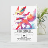 Invitation Joyeux Enfants Fox Anniversaire (Debout devant)