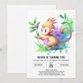 Invitation Joyeux Enfants Singe Anniversaire (Devant / Derrière)