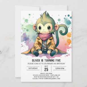 Invitation Joyeux Enfants Singe Anniversaire