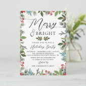 Invitation Joyeux et Bright Holly Berries Holiday (Debout devant)