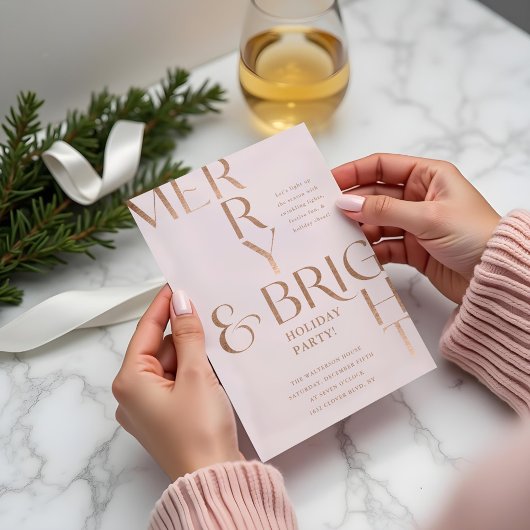 Invitation Joyeux et brillant minimal fête de Noël