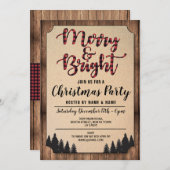 Invitation Joyeux et brillant Noël Fêtes rouges (Devant / Derrière)