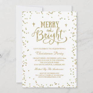 Invitation Joyeux et brillant Parties scintillant d'or points