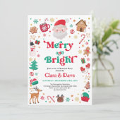 Invitation Joyeux et brillant Rouge Vert Père Noël fête de No (Debout devant)