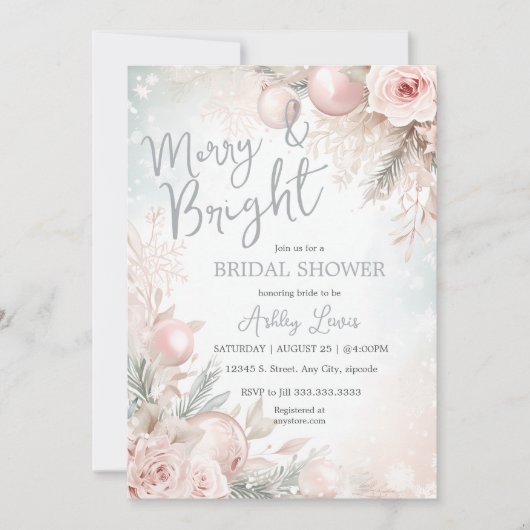 Invitation Joyeux et brillant Snowflake ornement douche nupti (Devant)