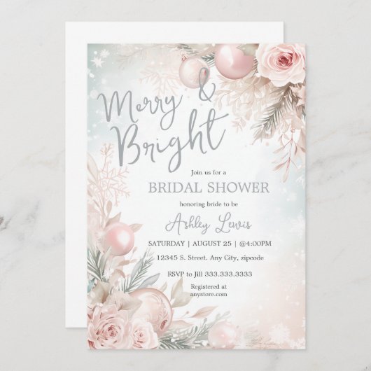 Invitation Joyeux et brillant Snowflake ornement douche nupti (Devant / Derrière)