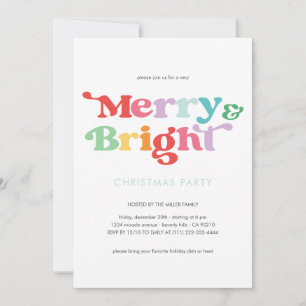 Invitation Joyeux Et Festif Clair Coloré Rétro Minimal
