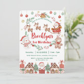 Invitation Joyeux et Jolly Noël Anniversaire Père Noël Snowma (Debout devant)