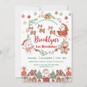 Invitation Joyeux et Jolly Noël Anniversaire Père Noël Snowma (Devant)