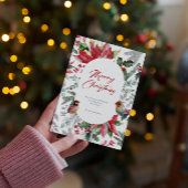 Invitation Joyeux et lumineux - Aquarelle Botanique de Noël