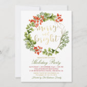 Invitation Joyeux et lumineux Holly Berries (Devant)