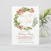 Invitation Joyeux et lumineux Holly Berries (Debout devant)