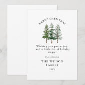 Invitation Joyeux et lumineux - Noël de la forêt d'aquarelle (Devant / Derrière)