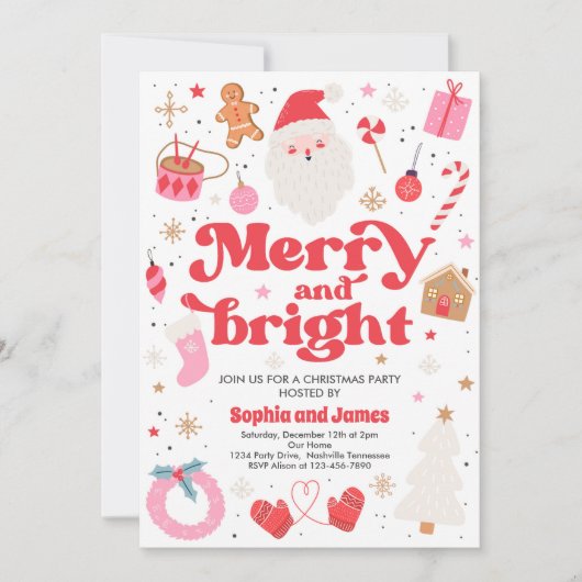 Invitation Joyeux Et Lumineux Noël Fête Fête Fête (Devant)