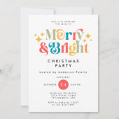 Invitation Joyeux et lumineux rétro Coloré Noël fête (Devant)
