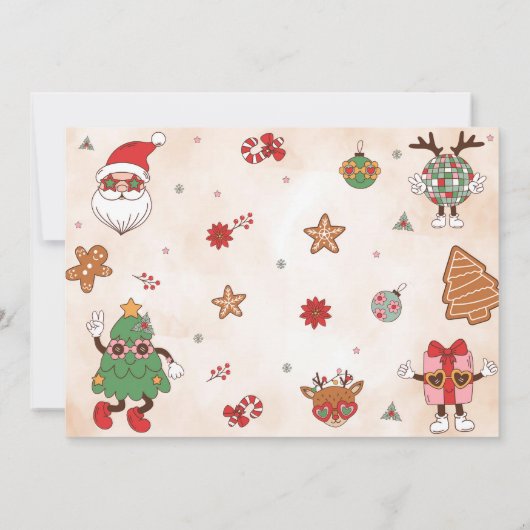 Invitation Joyeux Et Lumineux Retro Noël Fête de Noël (Dos)