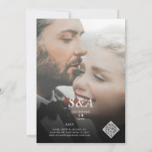 Invitation Joyeux et marié Photo Noël Star Trees Mariage (Dos)