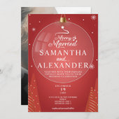 Invitation Joyeux et marié Photo Noël Star Trees Mariage (Devant / Derrière)