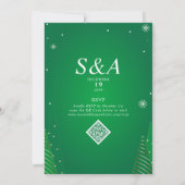 Invitation Joyeux et marié vert Noël étoile Mariage arbre (Dos)