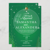 Invitation Joyeux et marié vert Noël étoile Mariage arbre (Devant / Derrière)