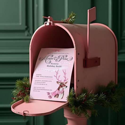 Invitation Joyeux et rose Fun Vacances Bassin Reinder Écharpe