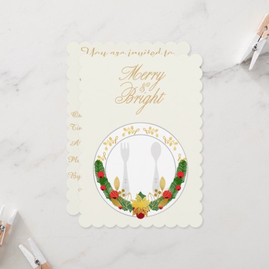 Invitation Joyeux et souper de Noël (Devant/Arrière en situation)