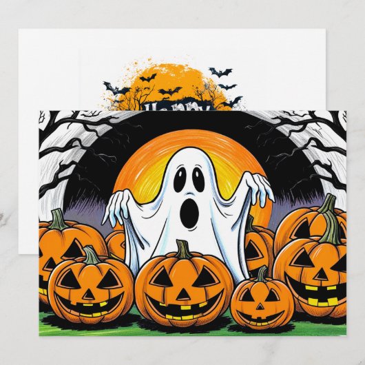 Invitation Joyeux Fantôme d'Halloween (Devant / Derrière)