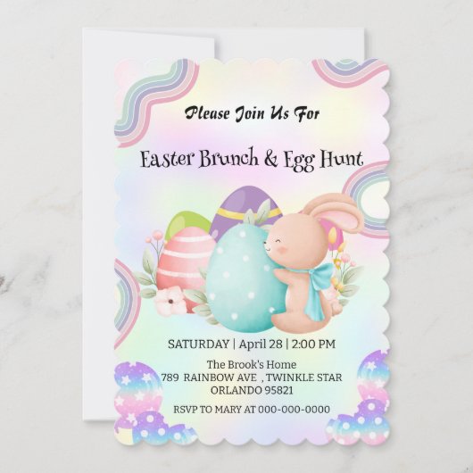 Invitation Joyeux fête de Pâques de l'arc-en-ciel (Devant)