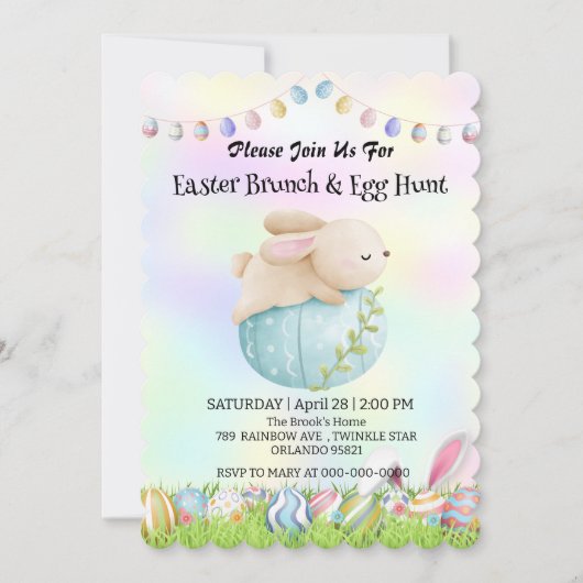 Invitation Joyeux fête de Pâques de l'arc-en-ciel (Devant)