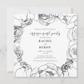 Invitation Joyeux fiançailles noir et blanc (Devant)