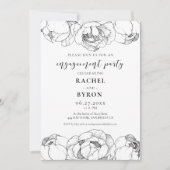 Invitation Joyeux fiançailles noir et blanc (Devant)