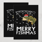 Invitation Joyeux Fish Noël Pêche Poisson Noël (Devant / Derrière)