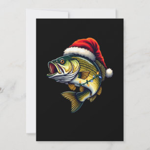 Invitation Joyeux Fish Noël Santa Amateurs de Pêche Drôle Pêc