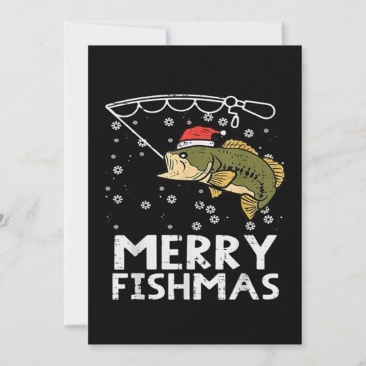Invitation Joyeux Fishmas Poisson Pêche Noël (Devant)