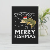 Invitation Joyeux Fishmas Poisson Pêche Noël (Debout devant)