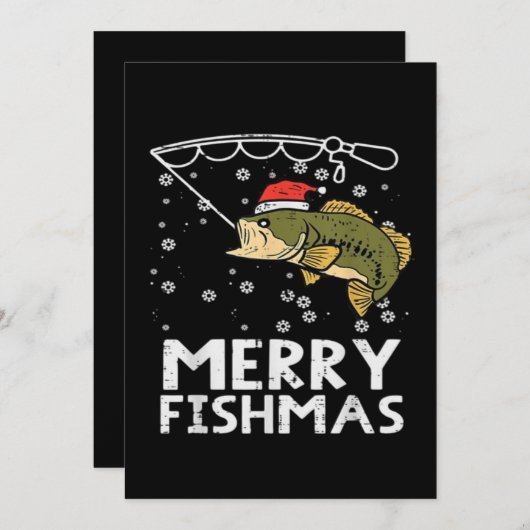 Invitation Joyeux Fishmas Poisson Pêche Noël (Devant / Derrière)