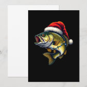 Invitation Joyeux Fishmas Santa Amateurs de Pêche Drôle de Pê (Devant / Derrière)