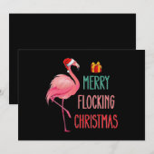 Invitation Joyeux flocage Noël Funny Flamant rose Vacances (Devant / Derrière)
