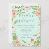 Invitation Joyeux Floral sur Mint Green | Fête des mariées (Devant)