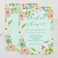 Joyeux Floral sur Mint Green | Fête des mariées