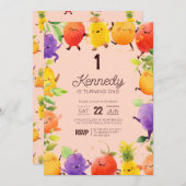 Invitation Joyeux Fruit Thème Anniversaire (Devant / Derrière)