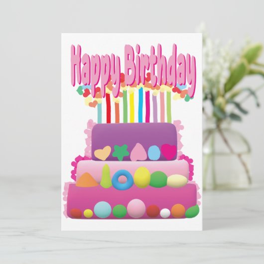 Invitation Joyeux gâteau d'anniversaire (Debout devant)