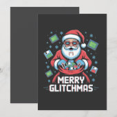 Invitation Joyeux Glitchmas Codage Programmeur Santa Noël (Devant / Derrière)