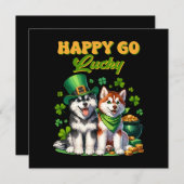 Invitation Joyeux Go Lucky Cute Husky St. Patricks Day (Devant / Derrière)