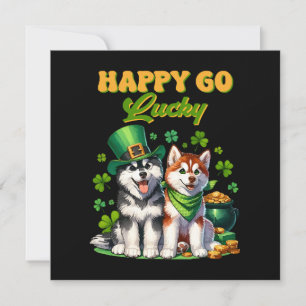 Invitation Joyeux Go Lucky Cute Husky St. Patricks Day