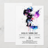 Invitation Joyeux guerrier Ninja Digital Girl Birthday (Devant / Derrière)