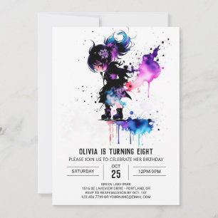 Invitation Joyeux guerrier Ninja Digital Girl Birthday