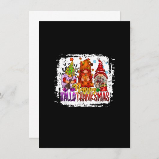 Invitation Joyeux HalloThankMas Gnome Halloween Noël que (Devant / Derrière)