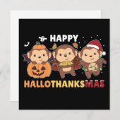 Invitation Joyeux Hallothankmas Singe de Noël Singes Invi (Devant / Derrière)